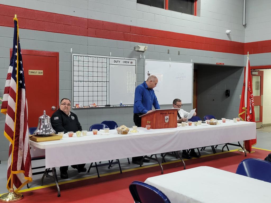L to R. Chief Joe Cunningham, Sr., President Brian Boland, Fire Commissioner Vice President Tony Quaciari