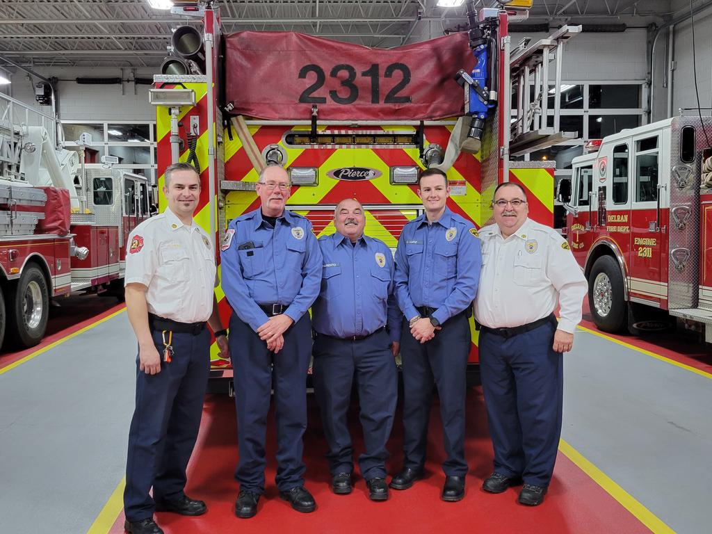 2023 Officers - L to R, Deputy Chief of Fire Operations Kevin Peak, 2nd LT. Bensel, Capt. Parento, 1st LT. Lutz and Chief Cunningham
